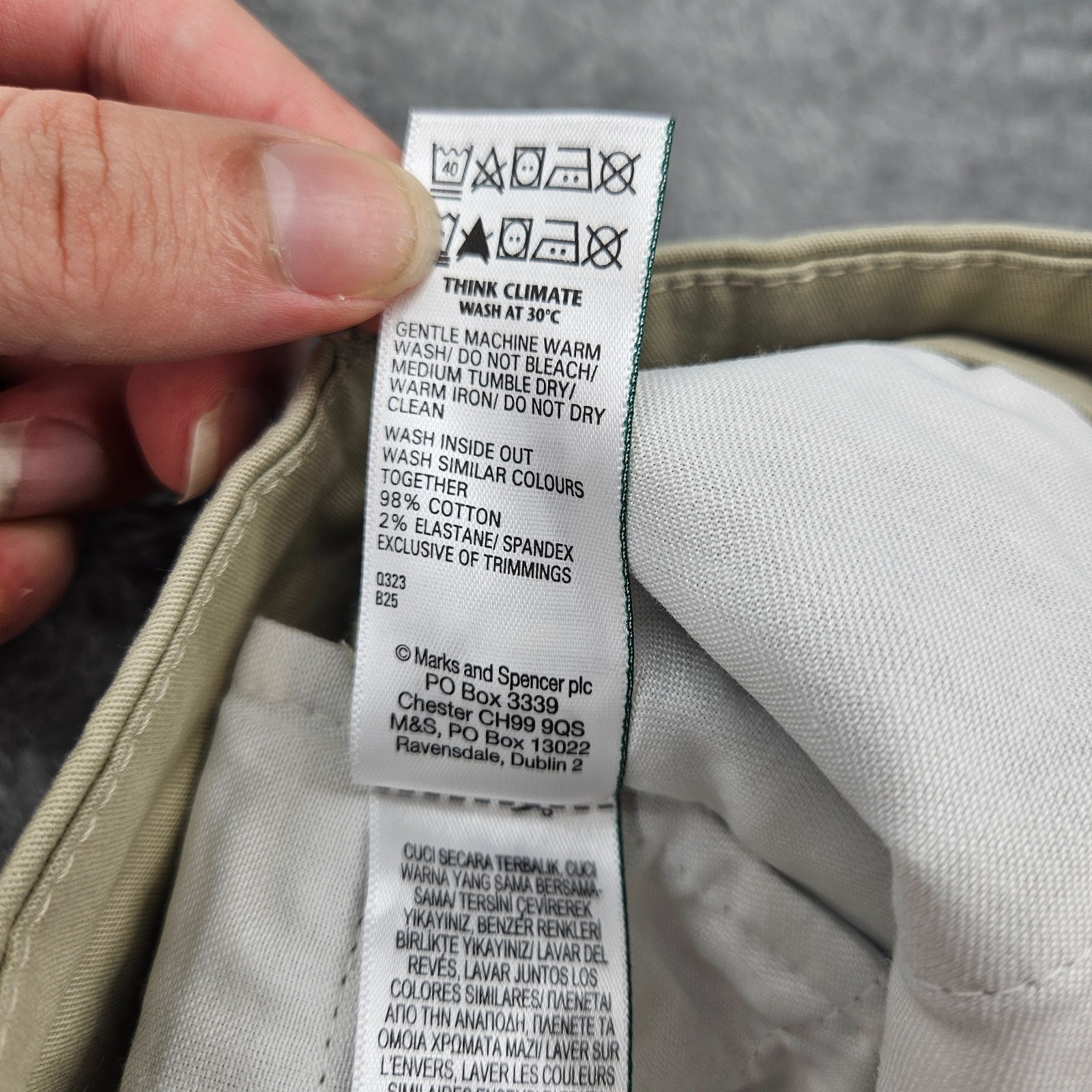 M&S Slim Fit Stretch Chino Trousers Sandstone W34 L29 Cotton Men's Beige image 6