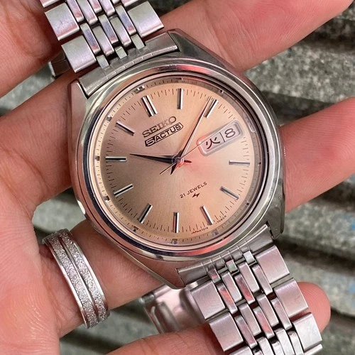 Vintage Seiko Actus JDM Automatic 7019-7060 Salmon Dial Japan Men Good Condition