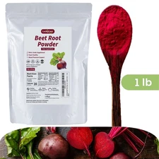 1 LB Organic Beet Root Powder Raw Non GMO Pure Beta Vulgaris Nitric Oxide Booste