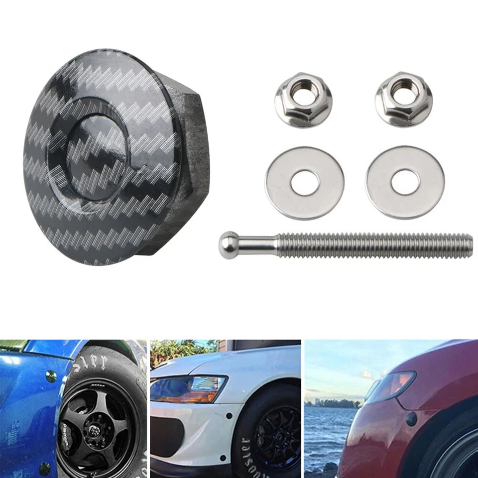 4x Patrón de Fibra de Carbono Coche Botón Capó Liberación Rápida Capó Pasadores Clip de Bloqueo Foto 4 de 4