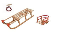 Set Schlitten Yaro110 + Leine + Lehne Holzschlitten Länge110cm Rodel Davoser
