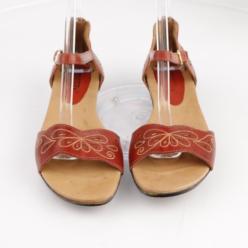 Pikolinos Womens Alcudia Sandal Size 39 8.5 Red Leather Ankle Strap Flat Boho - Picture 3 of 16