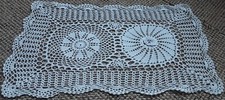 LARGE VINTAGE WHITE HAND CROCHETED COTTON DOILY , RUNNER OR TABLE MAT