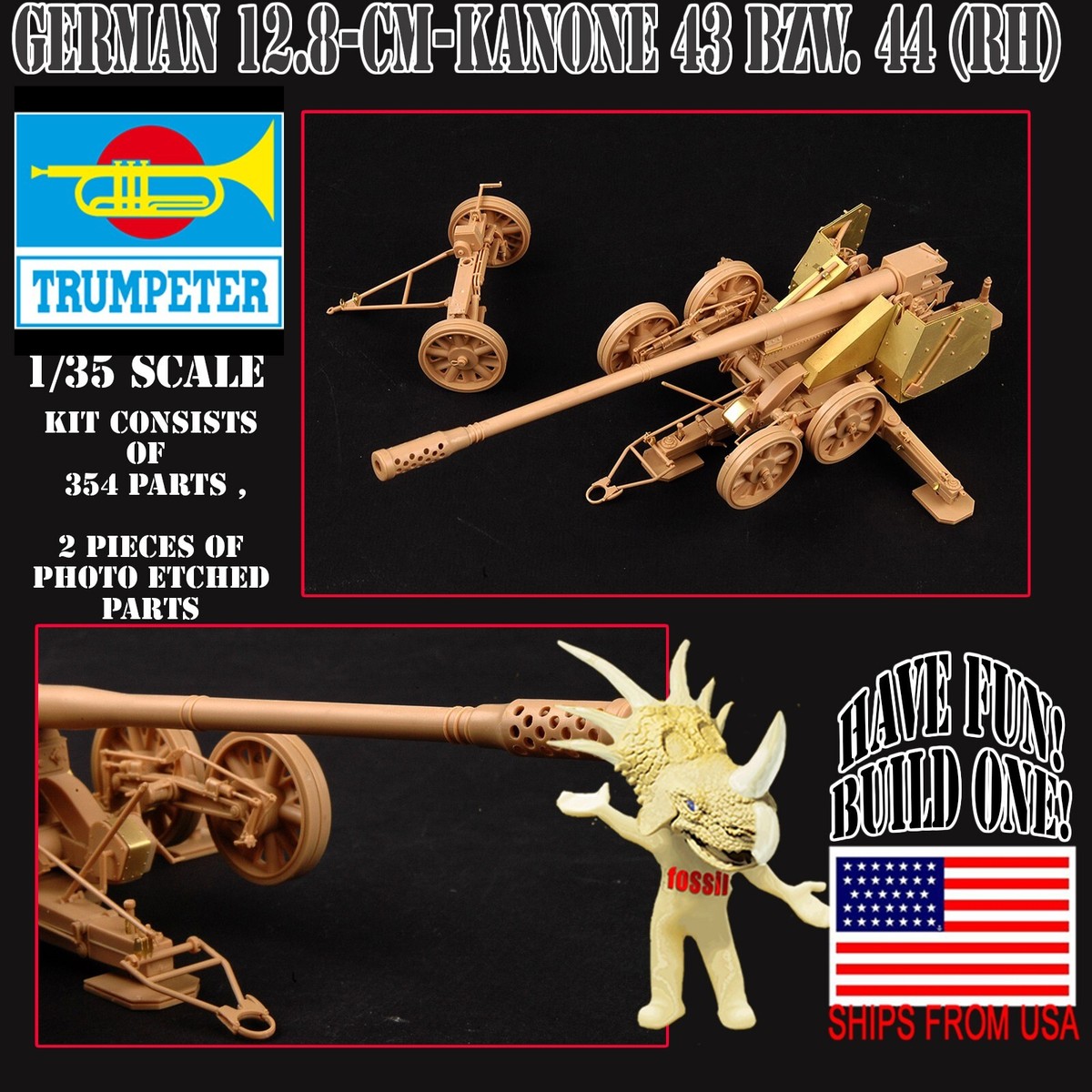 TRUMPETER 02312 1/35 GERMAN 12.8 KANONE PAK 44 ANTI-TANK GUN MODEL