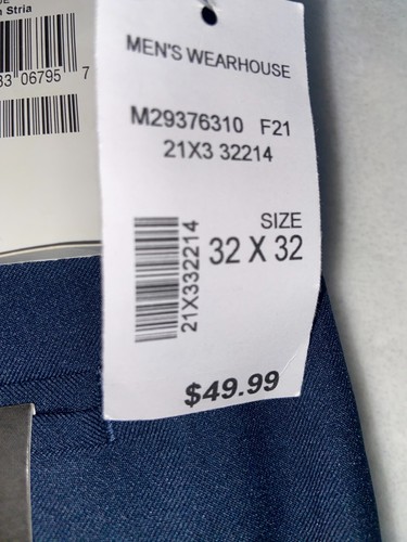 Pantalone Haggar uomo 32x32 462 blu elasticizzato stria elegante pantalone antirughe slim nuovo con etichetta - Foto 11 di 12