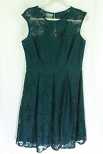 Women's Dress Size 12 Sleeveless Fit & Flare Sweetheart Neckline Lace Green