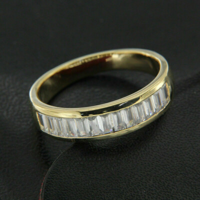 Trauring Diamant Verlobungsring Half Eternity Band Ring Gelbgold-Finish Silber