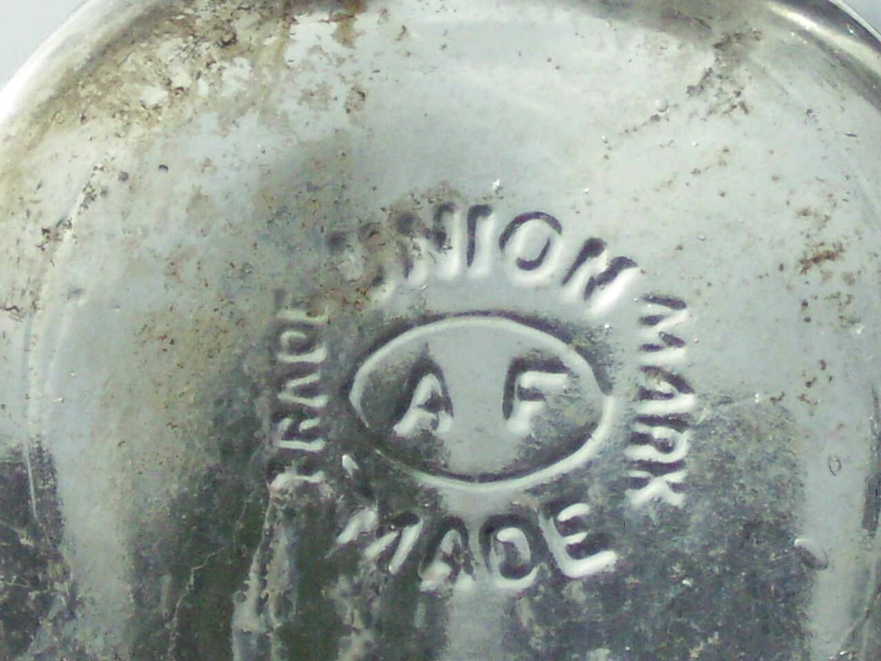 1 pt. Coffin shape  A. F. trade mark, Union Made affixed top