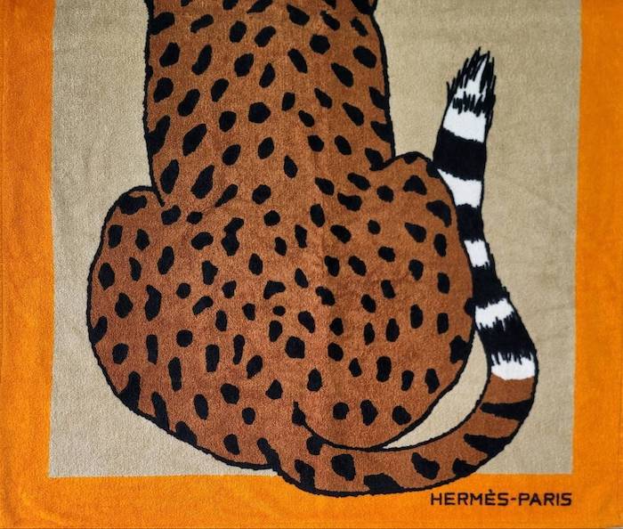 Hermes Beach Bath Towel Mat Leopard Animal Orange Beige