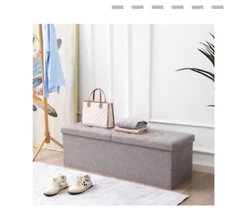 CUYOCA 45.3 Inches Storage Ottoman Bench Foldable Seat Footrest Shoe Bench End o