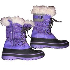 Dream Pairs Winter Boots Purple Silver Faux Fur Lined Big Girls Sz 6 Zipper