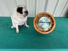 Bell Clock Company Ship's Clock 12" Battery Powered Oak Wood Brass