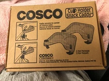 COSCO 2-pack Cup Holders Snack Caddies Gray/Black Fits Most Rectangle Tables 10”