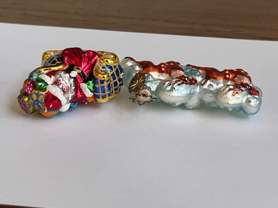 Christopher Radko Ornament Santa in Sleigh with Reindeer Gently Used eBay