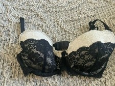 VICTORIA'S SECRET DREAM ANGELS LINED DEMI WHITE with BLACK LACE SIZE 32D - 006