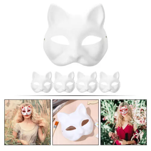 5 Pcs blank white masks Therian Mask Cat Masks Face Accessories