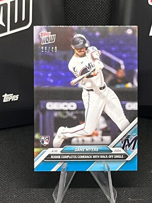 2024 MLB Topps NOW 144 DANE MYERS MIAMI MARLINS  ROOKIE RC  Blue /49