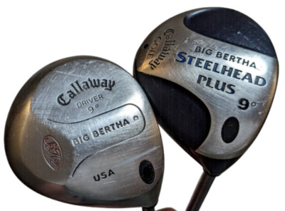 LOT of 2 Callaway Big Bertha Drivers Steelhead Plus 9 Degree Regular Flex RH