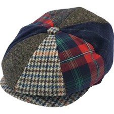 Majorwear 8-Panel Patchwork Newsboy Cap Quilted Satin Lining, Grosgrain Inner