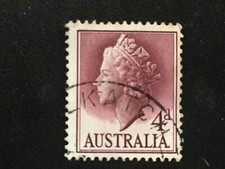 1957 AUSTRALIA QUEEN ELIZABETH DEFINITIVES 4D LAKE QEII - USED