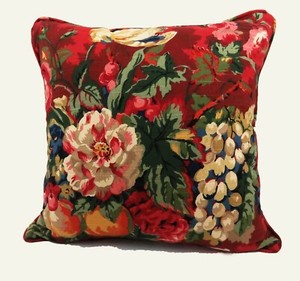 red floral throw pillows