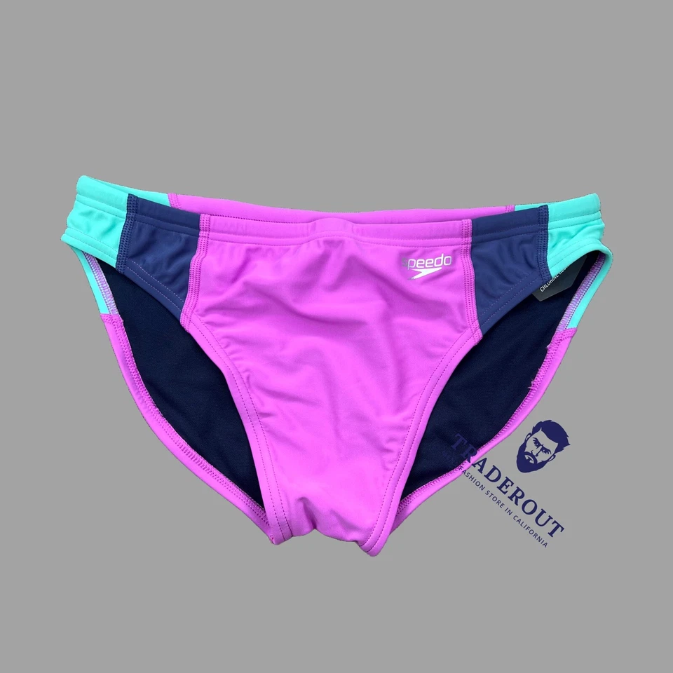 Speedo Men purple colorblock beach diving 2" swim Brief bikini Swimwear swimsuit - Image 2 of 4