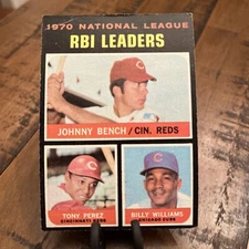 1971 Topps 1970 NL RBI Leaders Johnny Bench Tony Perez Billy Williams #64