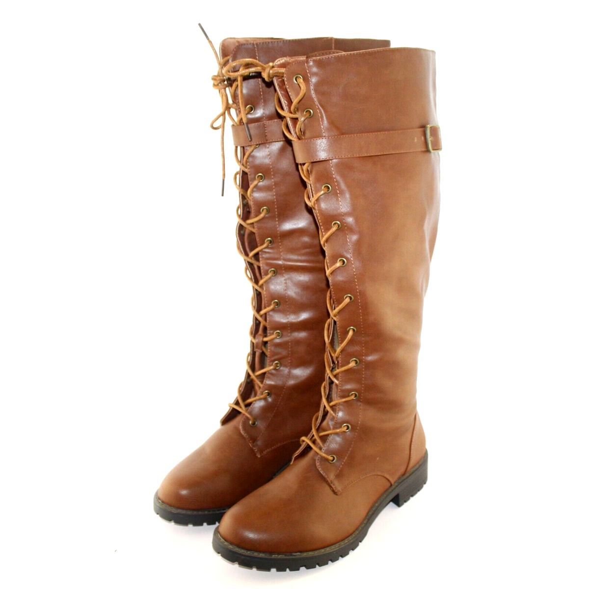 JUSTFAB womens CARTER knee high lace up boots shoe size WW