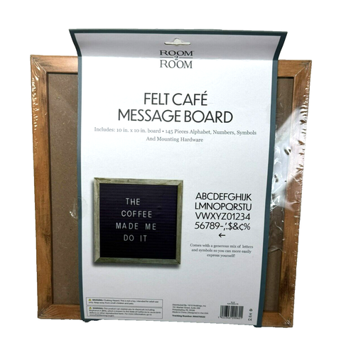 Room 2 Room Felt Cafe Message Board 10” x 10” w/ 145 Letters/Numbers & Mounting - Picture 2 of 5