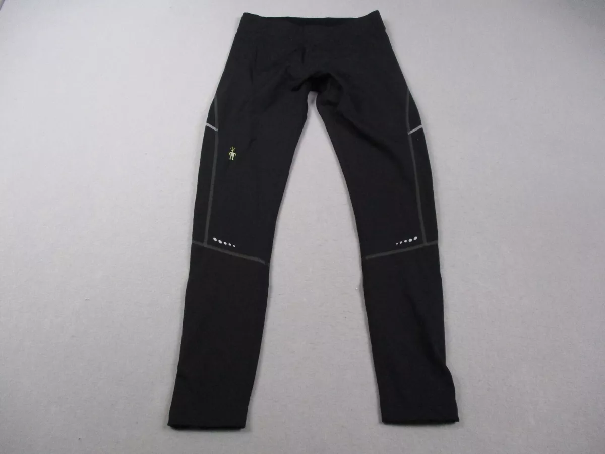 Smartwool Tight Womens Small Solid Black PhD Run Wind Leggings Merino Blend