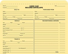 Used Car Record Envelope, 9 3/8 x 11 3/4, 100...