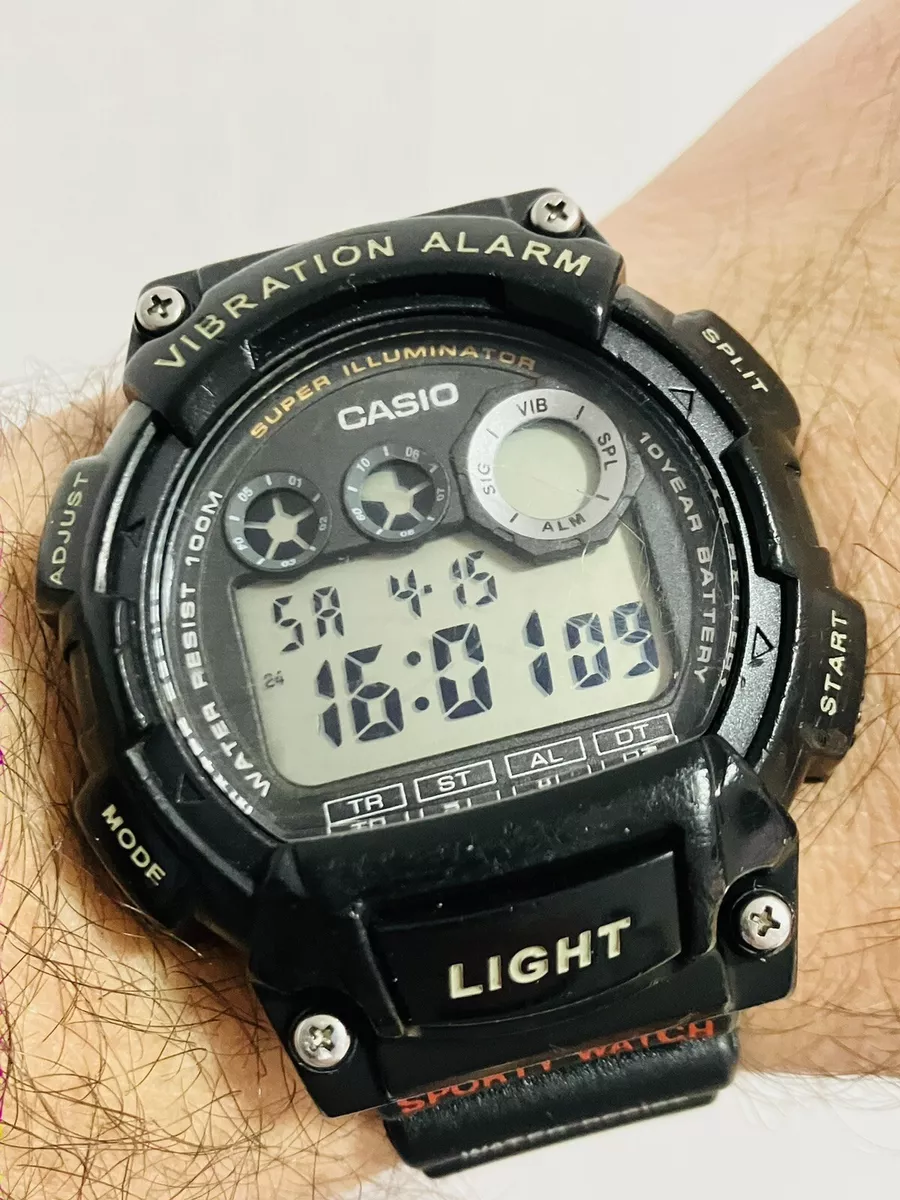 Casio W 735H Mod 3416 Mens Digital Vibrating Alarm Stopwatch Light