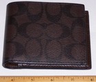COACH F74993 MENS COMPACT ID SIGNATURE PVC BILLFOLD BIFOLD WALLET