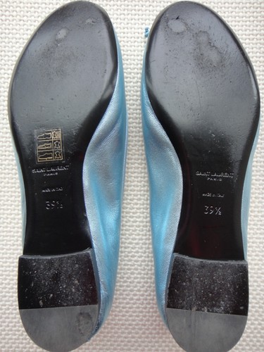 Saint Laurent Metallic Leather Ballet Flat, Sky Blue, Size 39.5/9.5 US - Bild 3 von 3