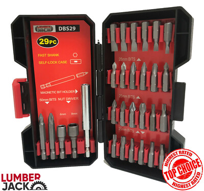 Lumberjack 29-teiliges Bit-Set PZ PH-Schlitz magnetischer Sechskanthalter im robusten Aufbewahrungskoffer