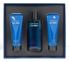 Davidoff Cool Water Gift Set for Men: 4.2 oz EDT+2.5 oz Aftershave +2.5 oz S/Gel