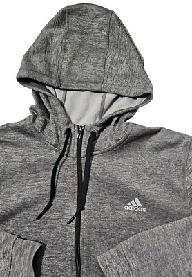 Adidas Men's Climawarm Heathered Grey Full Zip-Up Hoodie Size