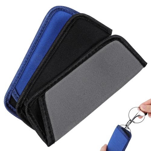 Love EMVY Doppia custodia per occhiali in morbida pelle unisex, Blu marino, L