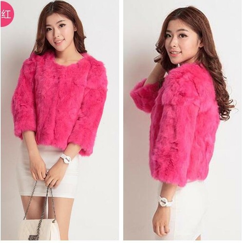 Winter Women 100% Real Genuine Rabbit Fur Coats Lady Outwear Jacket Warm Garment - Picture 10 of 18