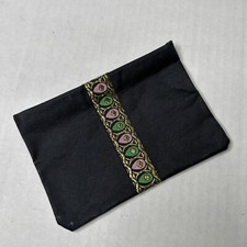 Vintage black coin change card wallet FLAWED-Heavy damaged interior