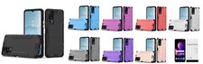 For TCL 40 XL T608M Slim Brushed Hybrid Case Cell Phone Cover  Tempered Glass