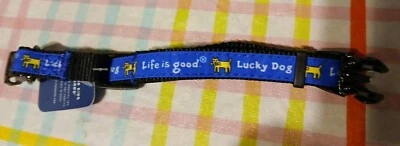 "Life Is Good" Dog Collar Blue Vintage Small Size 8-12 /NEW