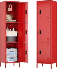 [New]Metal Locker w/Hooks And Ventilation Holes,Metal Storage Locker w/Keys And