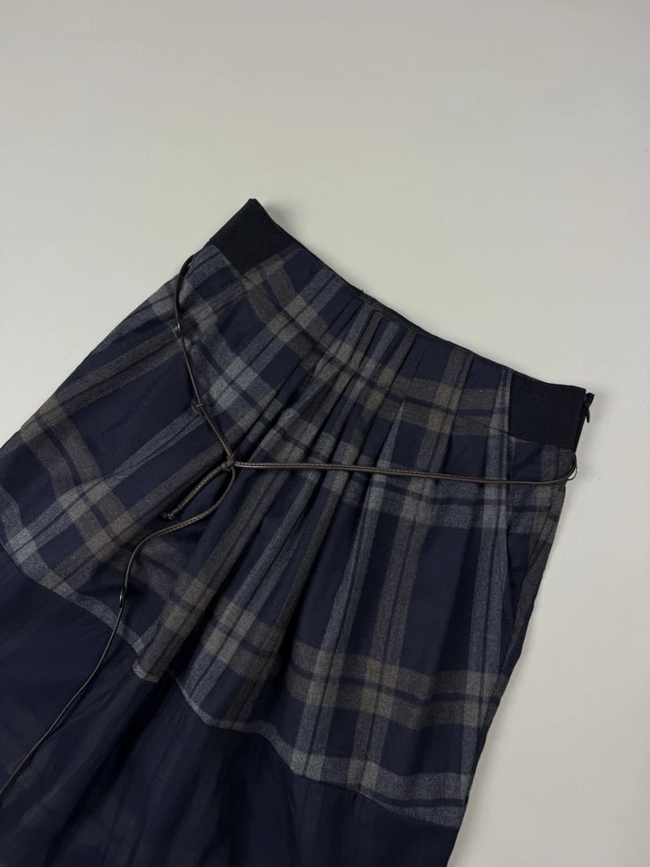 Gunex By Brunello Cucinelli Ladies Virgin Wool Plaid Belted Skirt Size US 4 - Image 4 of 4