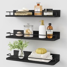 Black Floating Shelves for Wall, Rustic Bathroom Wall Shelves Over Toilet