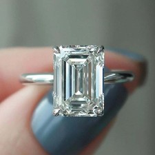 4.50ct Emerald Cut Lab Grown Diamond Hidden Halo Engagement Ring in 950 Platinum