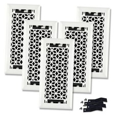 5 Pc,  4" x 10" Vector Design Steel Floor Register in Glacier White Finish 