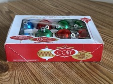 Vintage Christmas Glass Ornaments by Coby Set of 12 MCM Multicolor Made In USA