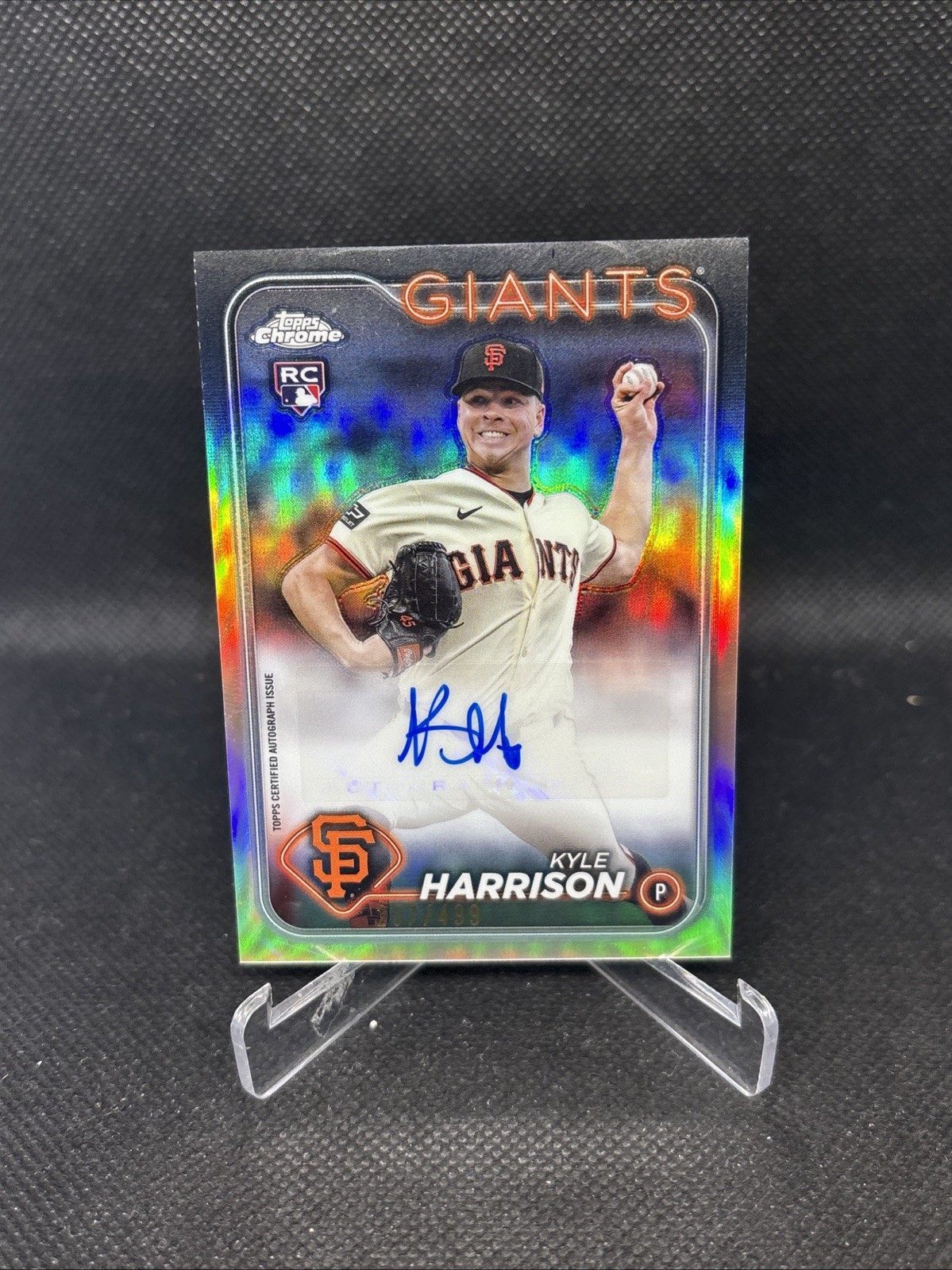 2024 Topps Chrome Update Kyle Harrison Auto RC Refractor Rookie /499 Giants