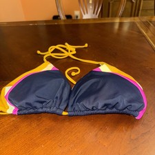 Boden Side Tie Bikini Navy Stripped Top Swimwear Women  s Size 14